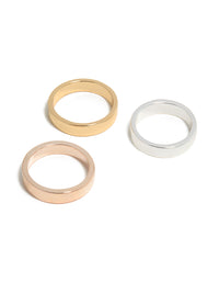 Mixed Metals Smooth Rings 3-Pack - link has visual effect only