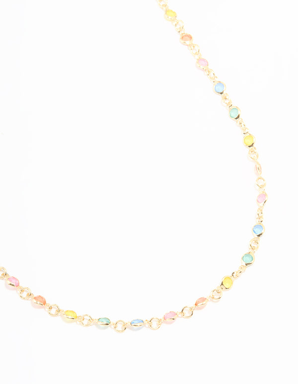 Gold Pastel Rainbow Stones Waist Chain