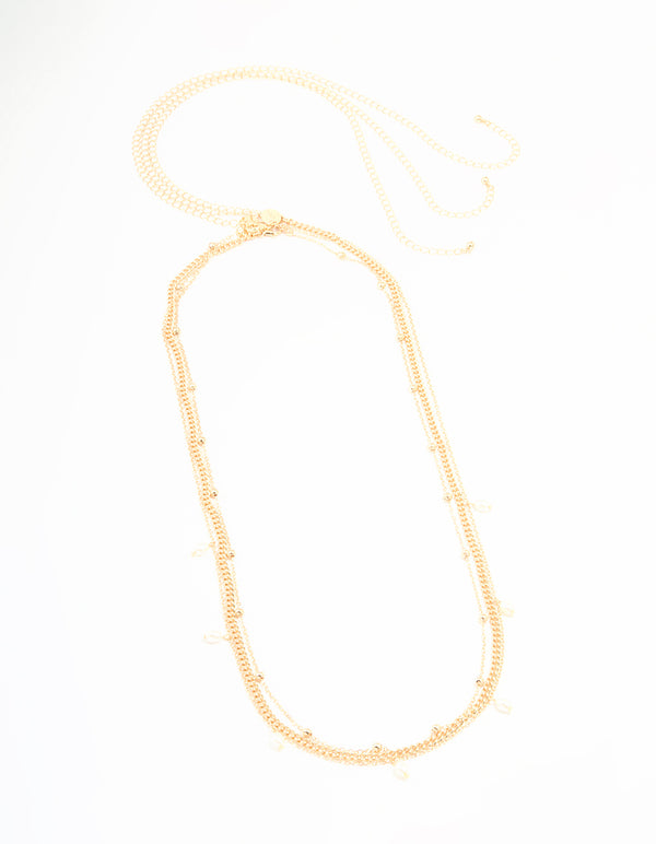 Gold Pearl Ball Layered Waist Chain