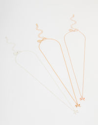 Mixed Metals Bow Necklaces 3-Pack - link has visual effect only