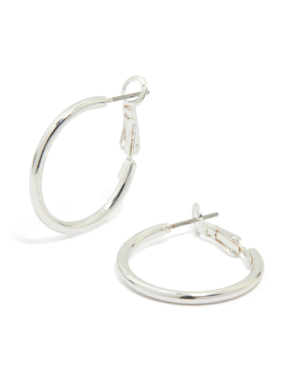 Silver Round Hoop Earrings