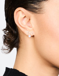 Rose Gold Diamante Bow Drop Earrings - link has visual effect only
