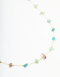 Gold Plated Semi Precious Stones Station Necklace - link has visual effect only