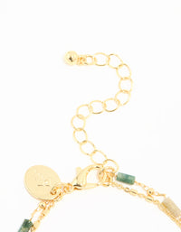 Gold Plated Green Semi Precious Stone Layered Chain Bracelet - link has visual effect only