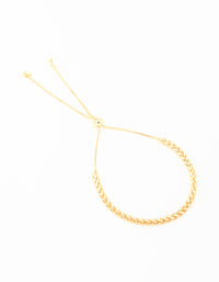 Gold Plated Weave Chain Toggle Bracelet - link has visual effect only