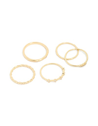 Gold Plated Cubic Zirconia Mixed Detail Rings 5-Pack - link has visual effect only