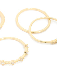 Gold Plated Cubic Zirconia Mixed Detail Rings 5-Pack - link has visual effect only