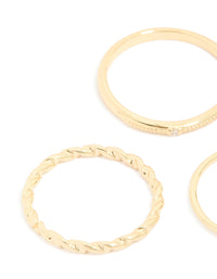 Gold Plated Cubic Zirconia Mixed Detail Rings 5-Pack - link has visual effect only