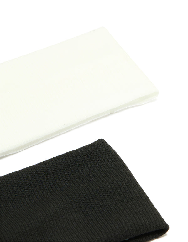 White & Black Ribbed Fabric Stretch Headbands 2-Pack