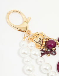 Beaded Heart Pearl Rope Key Chain - link has visual effect only