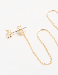 Gold Cubic Zirconia Threader Drop Earrings - link has visual effect only