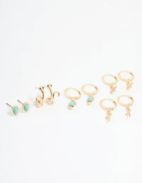 Gold Cross, Dagger & Snake Earrings 6-Pack - link has visual effect only