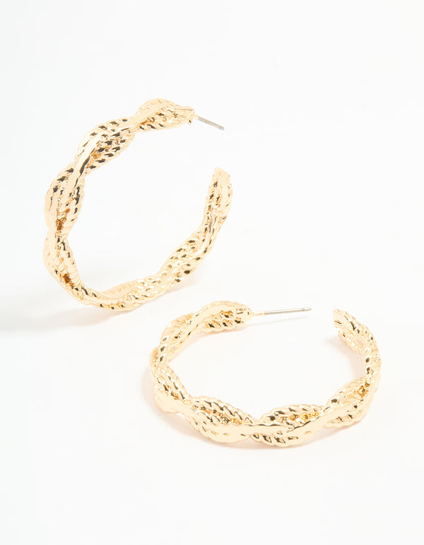 Gold Wrap Chain Hoop Earrings