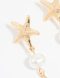 Gold Pearl Fish Drop Earrings - link has visual effect only