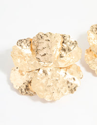 Gold Textured Flower Stud Earrings - link has visual effect only