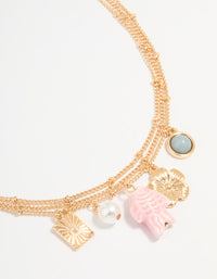 Gold Fish & Flower Charm Necklace - link has visual effect only