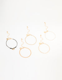 Gold Pearl & Cord Bracelet 5-Pack - link has visual effect only