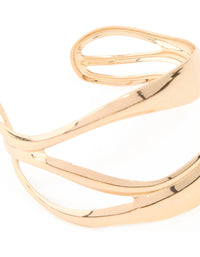 Gold Abstract Waves Wrist Cuff - link has visual effect only