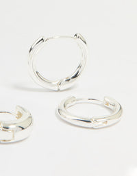 Silver Plated Brass Small & Medium Huggie Earrings 2-Pack - link has visual effect only