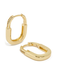 Gold Plated Brass Cubic Zirconia Oval Huggie Earrings - link has visual effect only