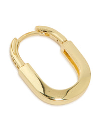 Gold Plated Brass Cubic Zirconia Oval Huggie Earrings - link has visual effect only