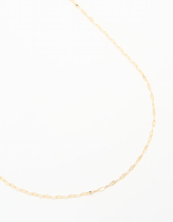 Gold Plated Brass Detailed Chain Necklace