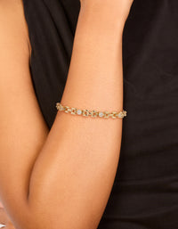 Gold Plated Brass Cubic Zirconia Square Alternating Tennis Bracelet - link has visual effect only