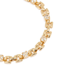 Gold Plated Brass Cubic Zirconia Square Alternating Tennis Bracelet - link has visual effect only