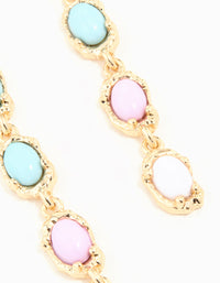 Gold Blue & Pink Ball Drop Earrings - link has visual effect only