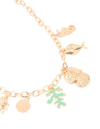 Gold Mixed Ocean Charm Necklace - link has visual effect only