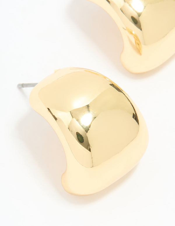Gold Plated Wide Stud Earrings
