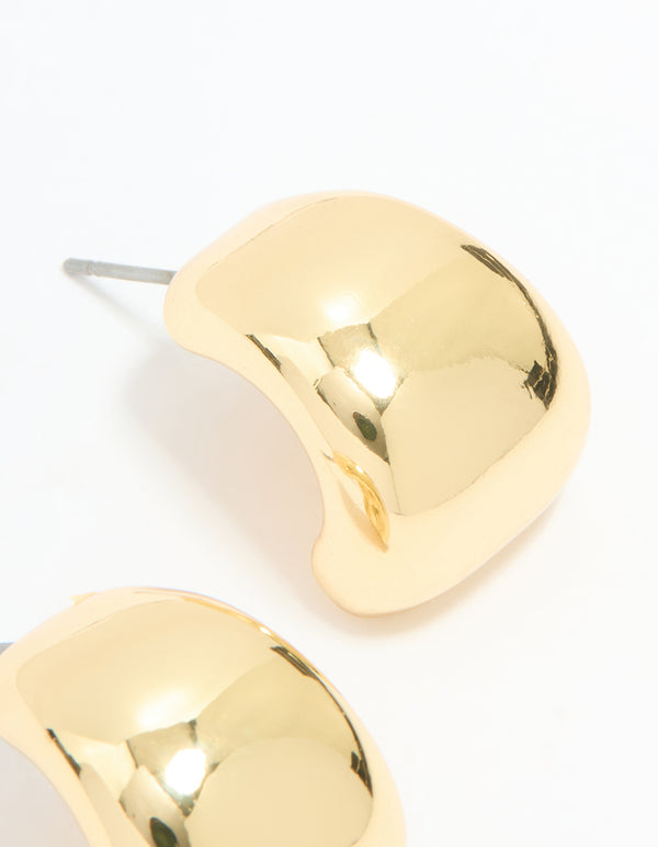 Gold Plated Wide Stud Earrings