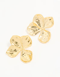 Gold Plated Textured Flower Stud Earrings - link has visual effect only