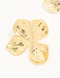 Gold Plated Textured Flower Stud Earrings - link has visual effect only
