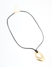 Gold Plated Cord Open Oval Long Necklace - link has visual effect only