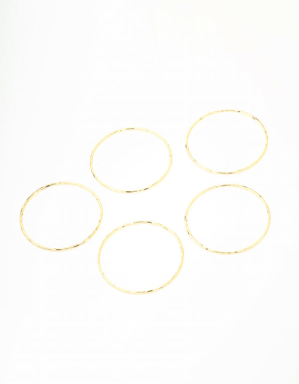 Gold Plated Textured Bangles 5-Pack