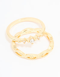 Gold Plated Diamante Rings 5-Pack - link has visual effect only