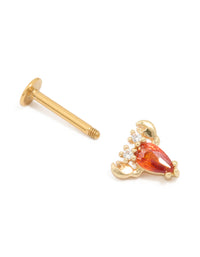 Gold Plated Surgical Steel Cubic Zirconia Lobster Flat Back Stud - link has visual effect only