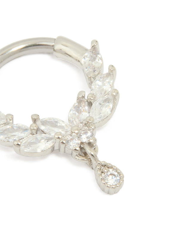 Surgical Steel Cubic Zirconia Marquise Clicker Ring