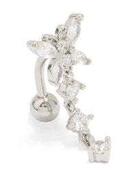 Surgical Steel Cubic Zirconia Reversible Butterfly Belly Bar - link has visual effect only