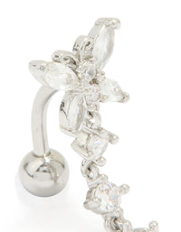 Surgical Steel Cubic Zirconia Reversible Butterfly Belly Bar - link has visual effect only