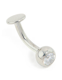 Surgical Steel Cubic Zirconia Single Belly Bar - link has visual effect only