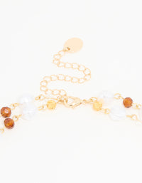 Gold Pearl & Brown Beaded Layered Y-Necklace - link has visual effect only