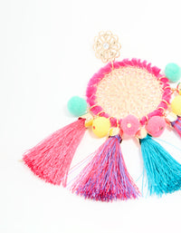 Gold Multicoloured Tassel Disc Drop Earrings - link has visual effect only