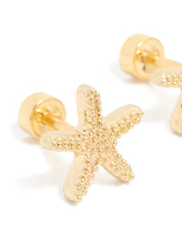 Kids Gold Plated Surgical Steel Starfish Stud Earrings - link has visual effect only