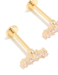 Gold Plated Surgical Steel Cubic Zirconia Flat Back Studs 2-Pack - link has visual effect only