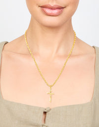 Gold Plated Twisted Chain Cross Necklace - link has visual effect only