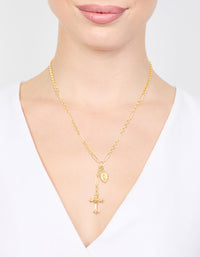 Gold Plated Vintage Cross Y-Necklace - link has visual effect only