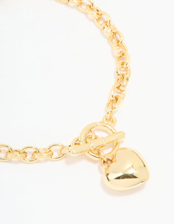 Gold Plated Heart Chain Fob T & O Bracelet