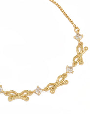 Gold Plated Cubic Zirconia Bow Toggle Bracelet - link has visual effect only